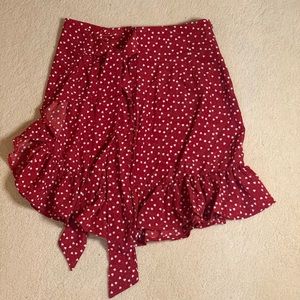 Rap Ruffle Hem Heart Print Skirt
